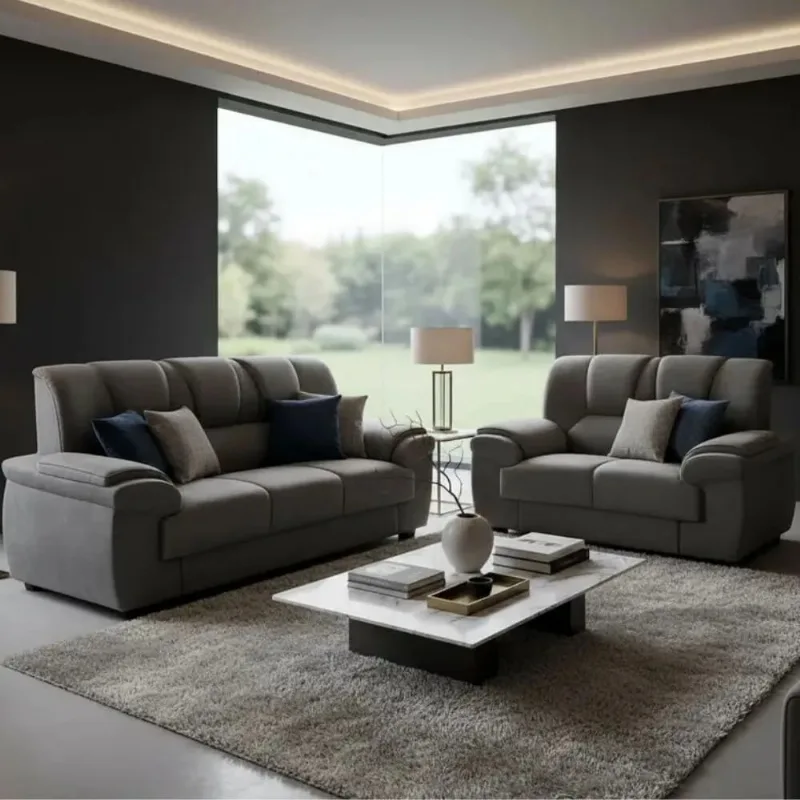 Conjunto Sofá 3 e 2 Lugares 200cm Paraná Fluence | Cinza