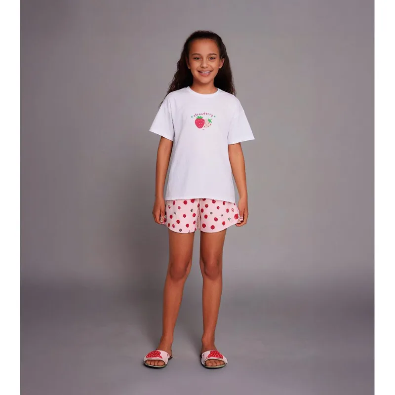 Conjunto Pijama Strawberry - 7112 De 2 a 12 anos Branco - 4