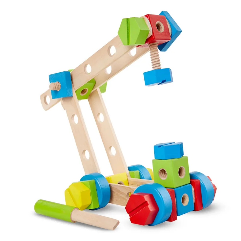Brinquedo Educativo em Madeira - 44 Peças - Brincando de Construir - Melissa And Doug