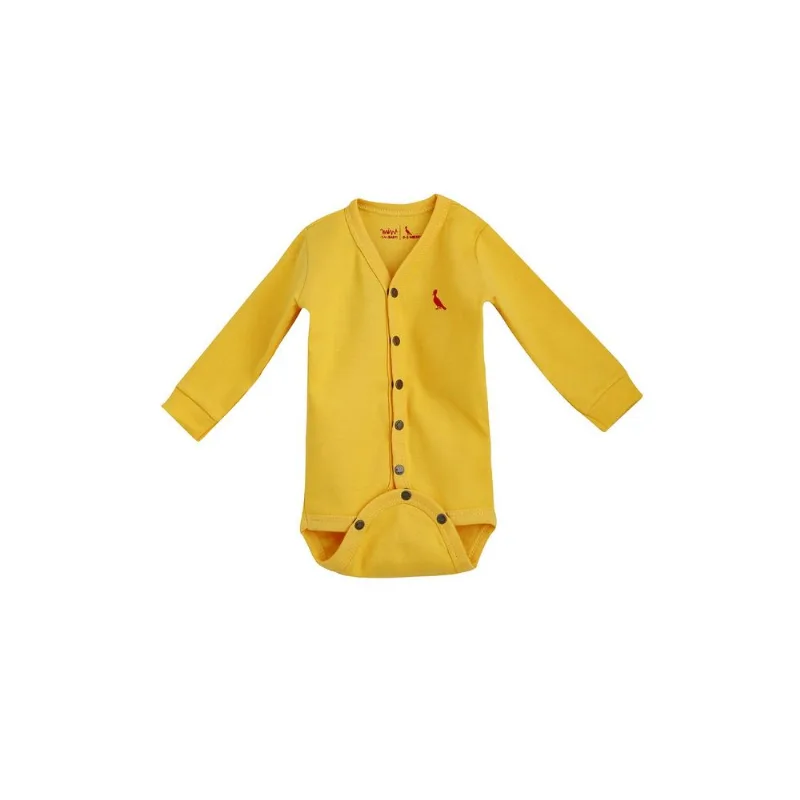 Macacao Mini Baby Aberto Ml Amarelo - 12-18