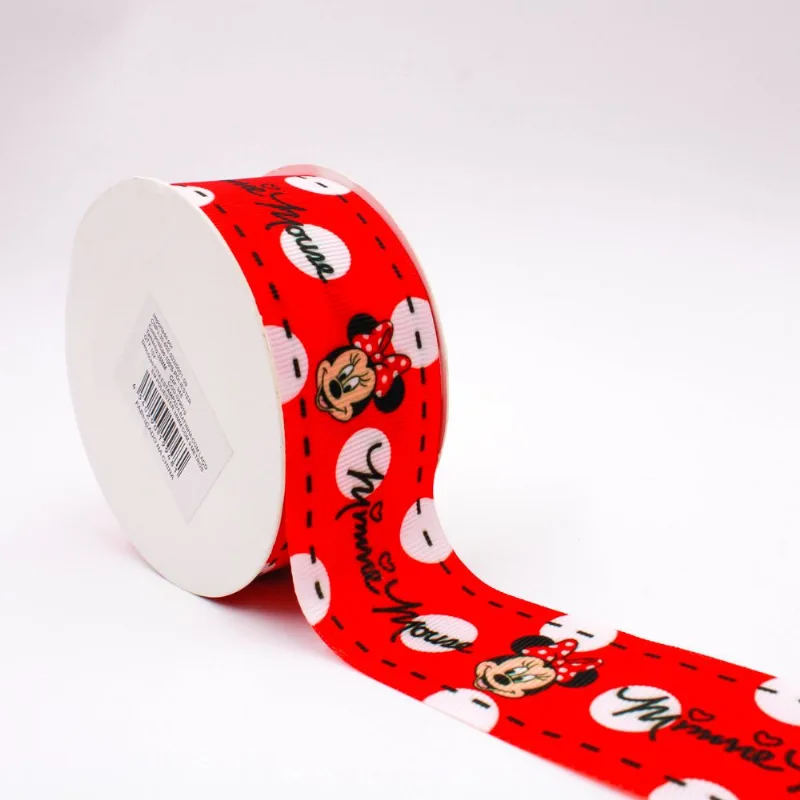 FITA ESTAMPADA MINNIE COM LAÇO EM POLIESTER 38MM COM 09 METROS 482 - Vermelho E Branco