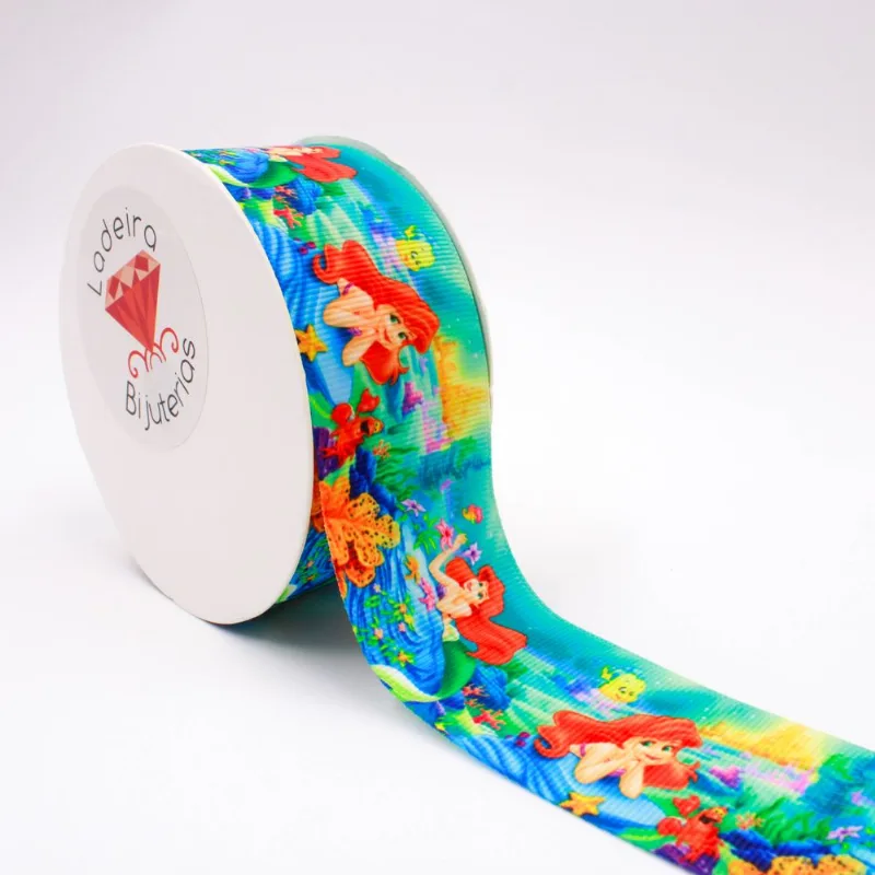 FITA ESTAMPADA MENINA SEREIA 38MM EM POLIESTER COM 09 METROS Unica