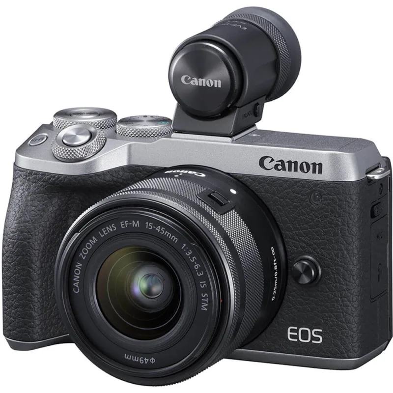Câmera Canon EOS M6 MarkII Mirrorless com Lente 15-45mm e Visor EVF-DC2 (Prata) - Canon