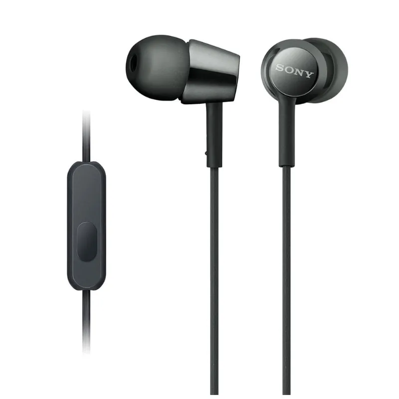 Fones de ouvido/fone de ouvido in-ear da Sony MDREX155AP com microfone para chamada telefônica, preto (MDR-EX155AP/B)