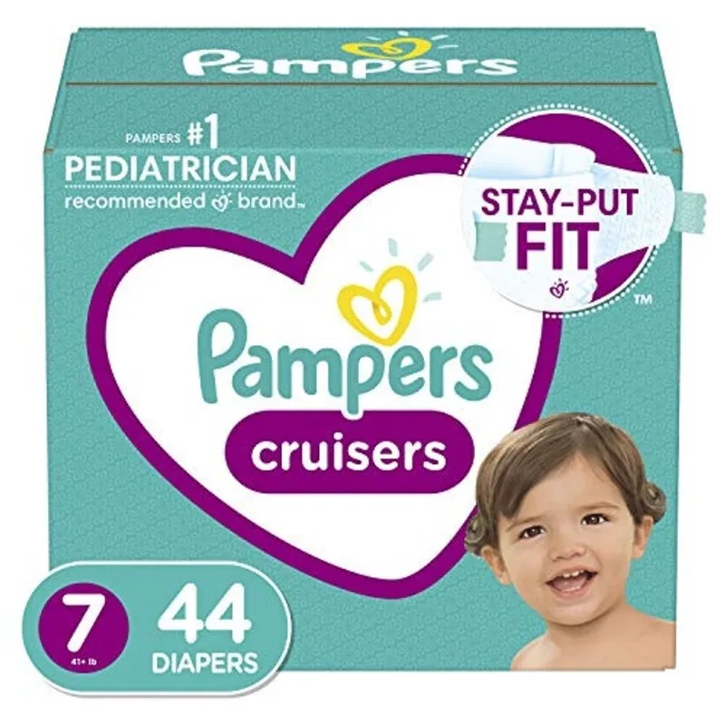 Fraldas Tamanho 7, 44 Contagem - Pampers Cruzadores Descartáveis Fraldas de Bebê, Super Pack (Embalagem Pode Variar)