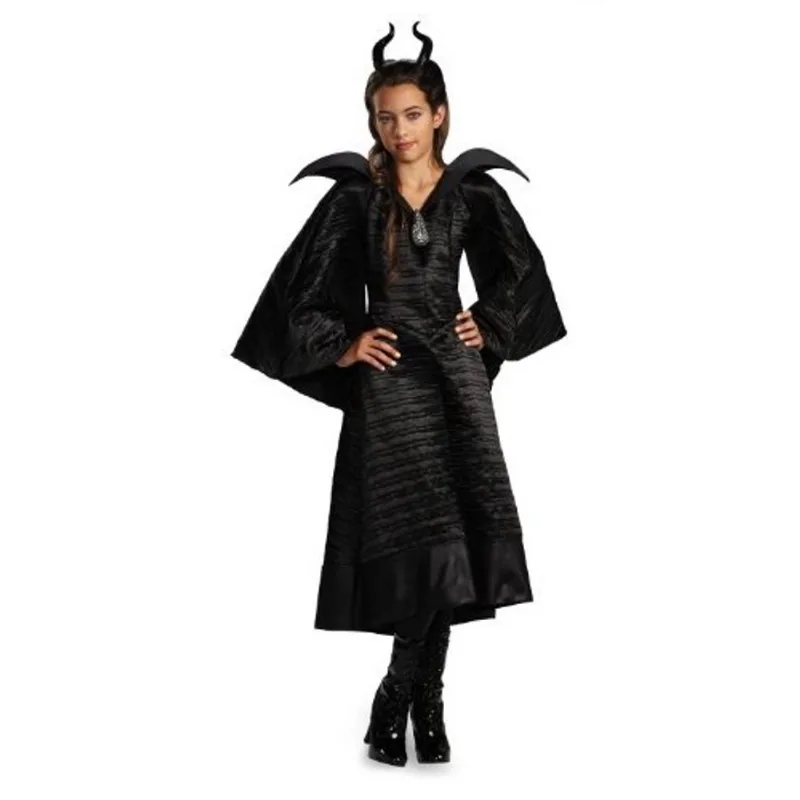 Fantasia de luxo para meninas, vestido preto de batizado do filme Malévola da Disney, grande/10-12