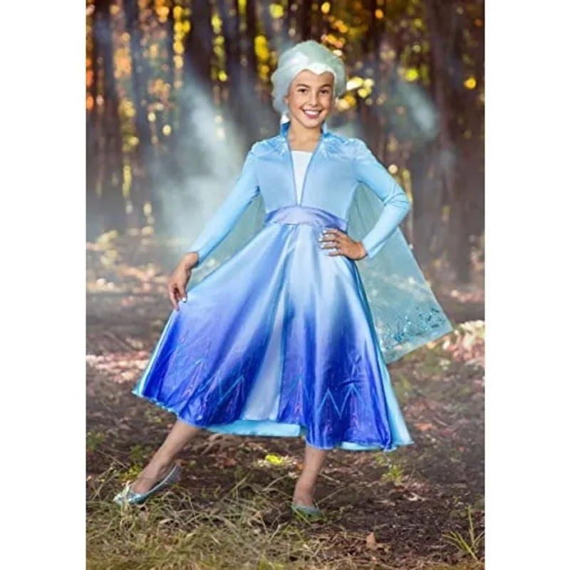 Fantasia de Halloween para meninas Disguise Disney Elsa Frozen 2 Deluxe (média, 8-10) azul