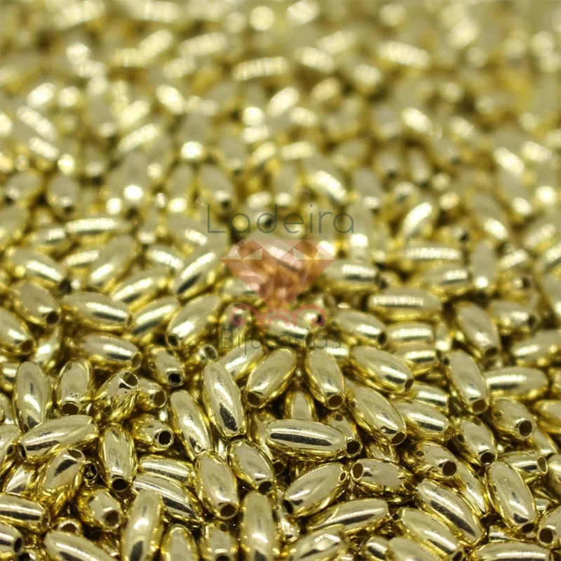 Arroz Liso Passante 4X8mm Em Abs Com 500Gr 073 - Dourado