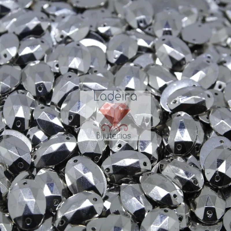 Chaton Para Costura Oval Sextavado 10X14mm Em Abs Com 500Gr Grafite