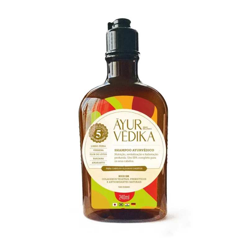 Shampoo Ayurvédico Cabelos Mistos e Oleosos Nutri e Hidrata - Ayurvédika
