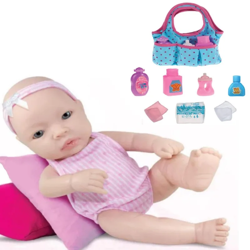 Mini Bebê Reborn Silicone Baby Doll Realist 24cm + Bolsinha