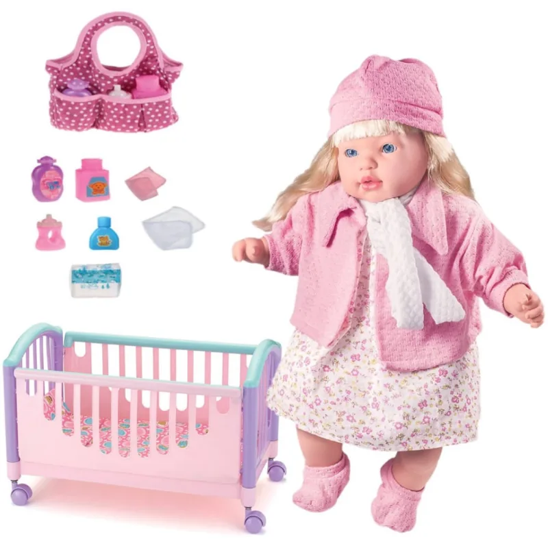 Baby Tipo Reborn Rose Ring Classic e Kit Acessórios e Berço