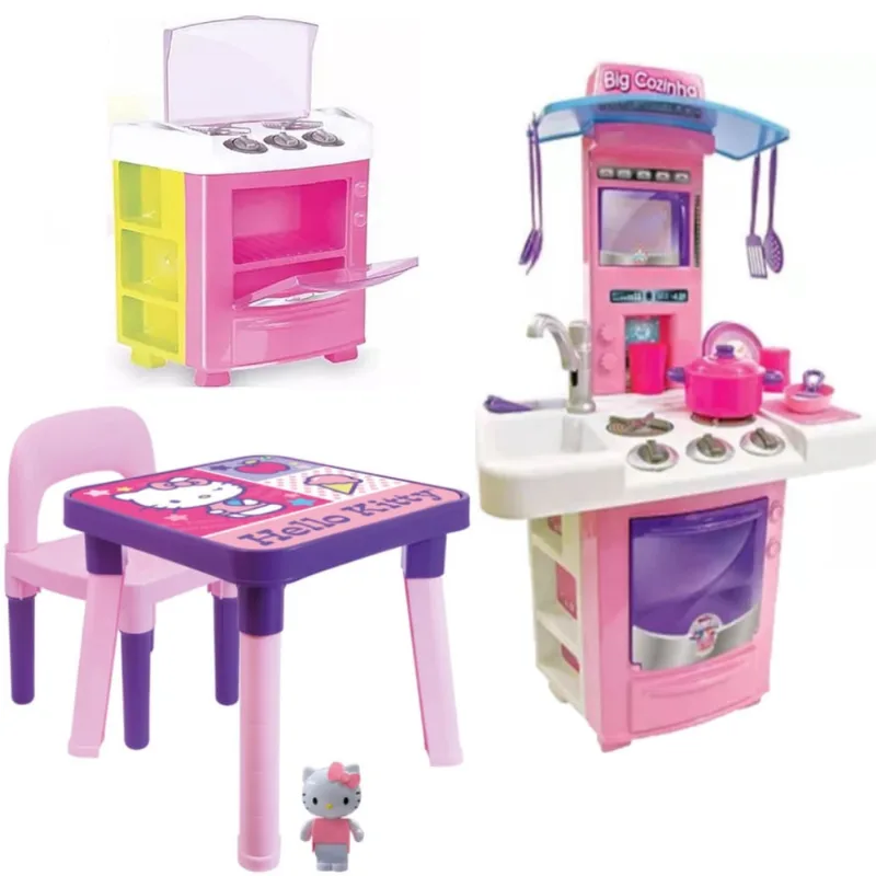 Mesinha Infantil Cadeira Hello Kitty + Fogão e Big Cozinha