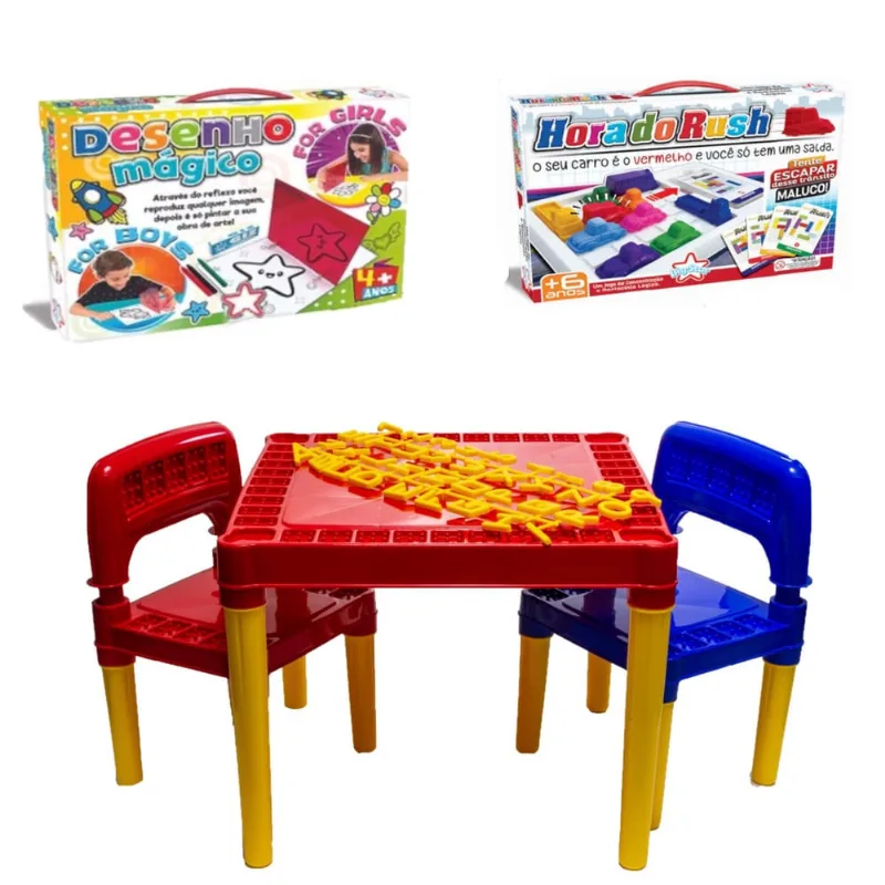 Mesa Atividades Tritec + Tabuleiro Hora Rush + Desenho Magico