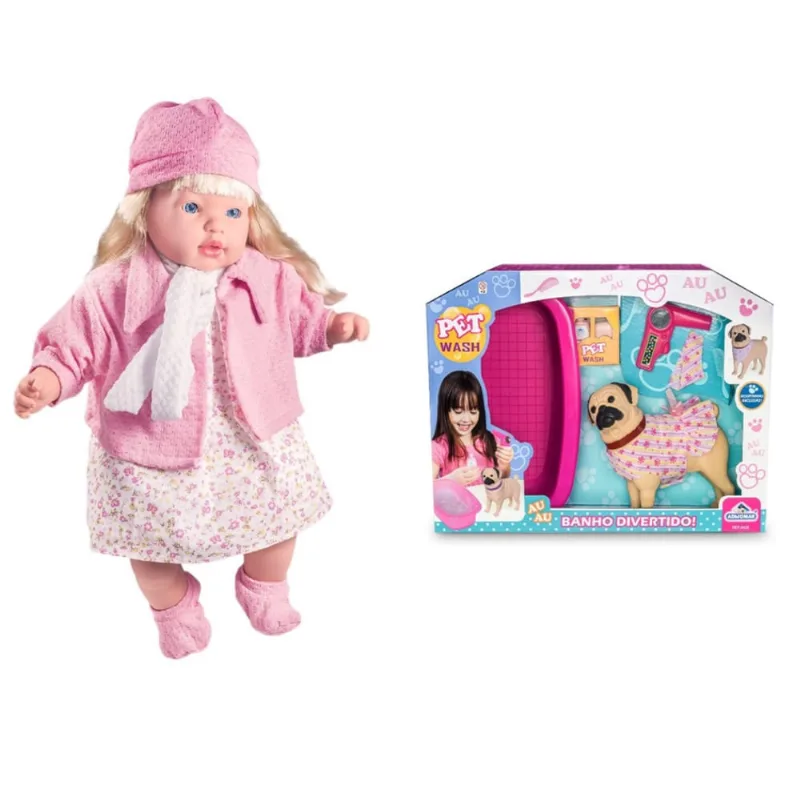 Kit Boneca Reborn Rose Ring Classic Com Brinquedo Pet Shop