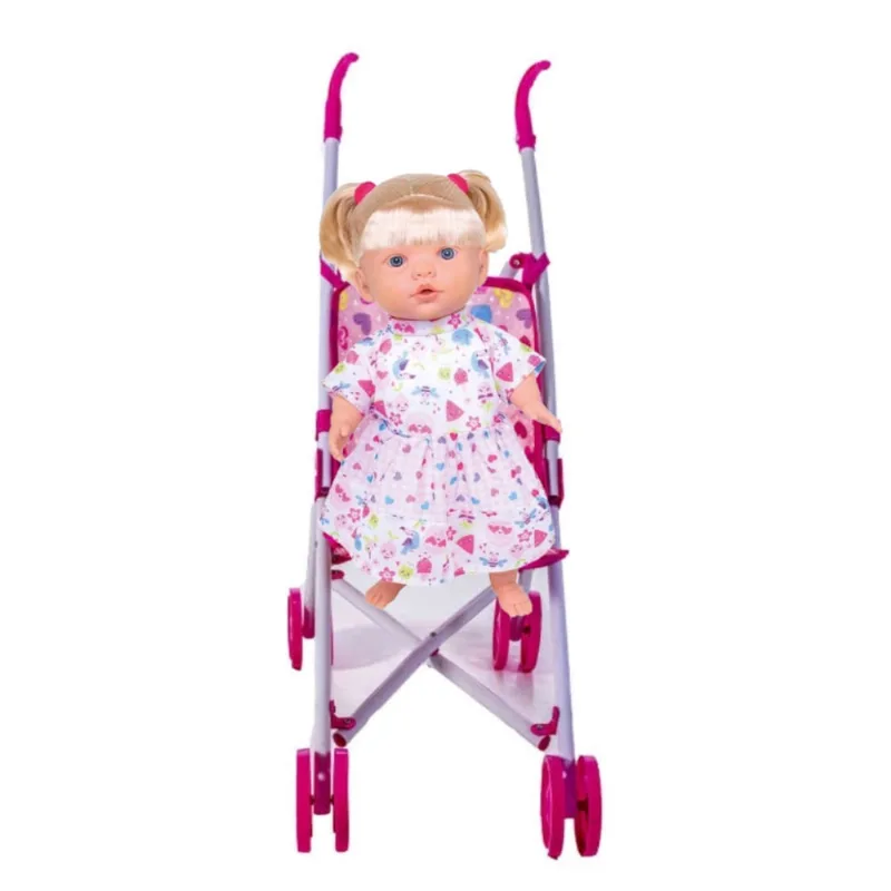 Boneca Reborn Marcelle Loira Fala 60 Frases + Carrinho Boneca