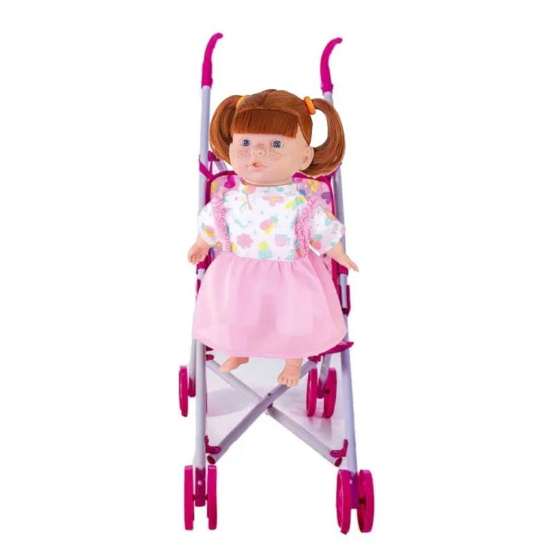Boneca Reborn Marcelle Ruiva Fala 60 Frases + Carrinho Boneca