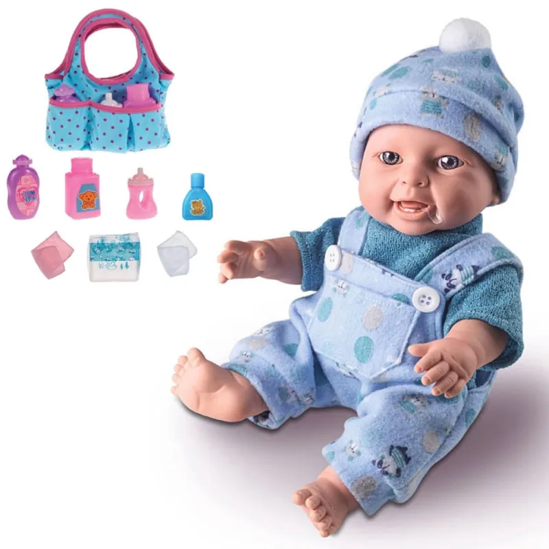 Boneca Reborn Menino Bebê Em 100% Vinil Macio e Bolsinha
