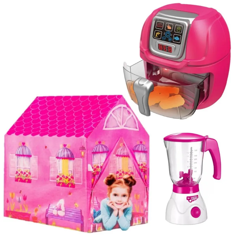 Kit Fritadeira Luz Som Dm + Barraca Princesa Liquidificador