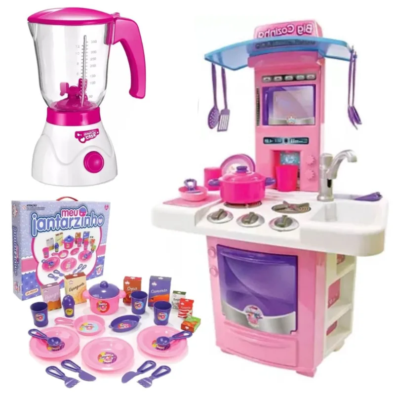 Liquidificador Infantil Brinquedo + Meu Jantar e Big Cozinha