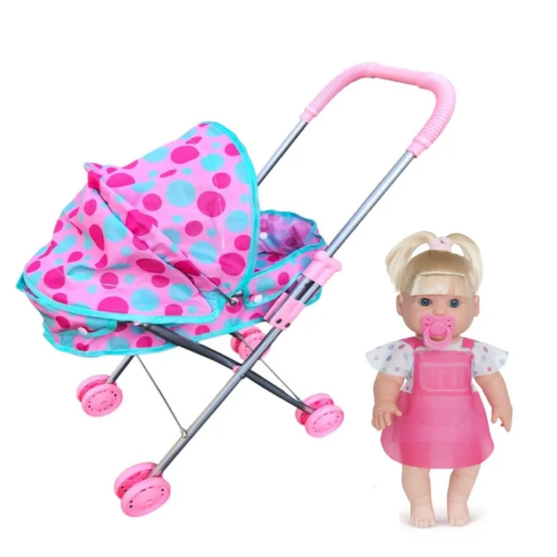 Kit Boneca Coleção Danadinhas Loira Chupeta e Carrinho Berço