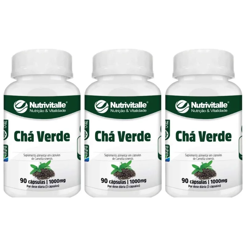Kit 3 un - cha verde 1000MG 90 capsulas nutrivitalle