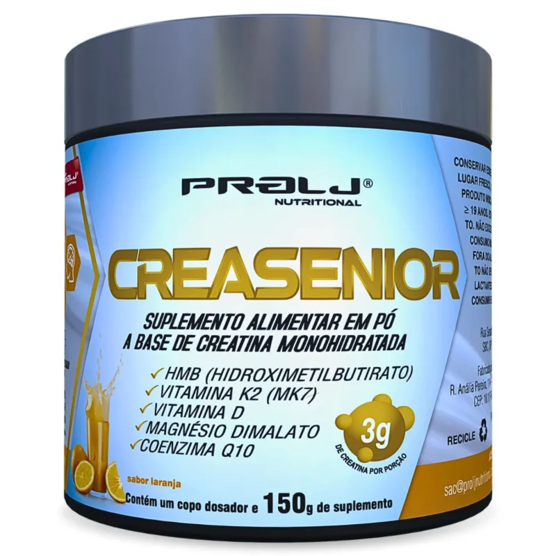 Creasenior Creatina Monohidratada com HMB, Magnésio Dimalato, Vitamina K e Vitamina D | 150 Sabor Laranja - PROLJ NUTRITIONAL