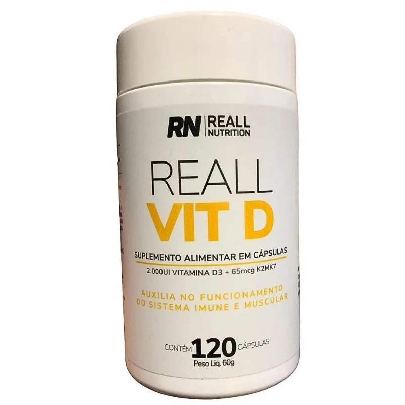 Suplemento Vitamina D K2 Reall Nutrition 120 Capsulas Sabor Original