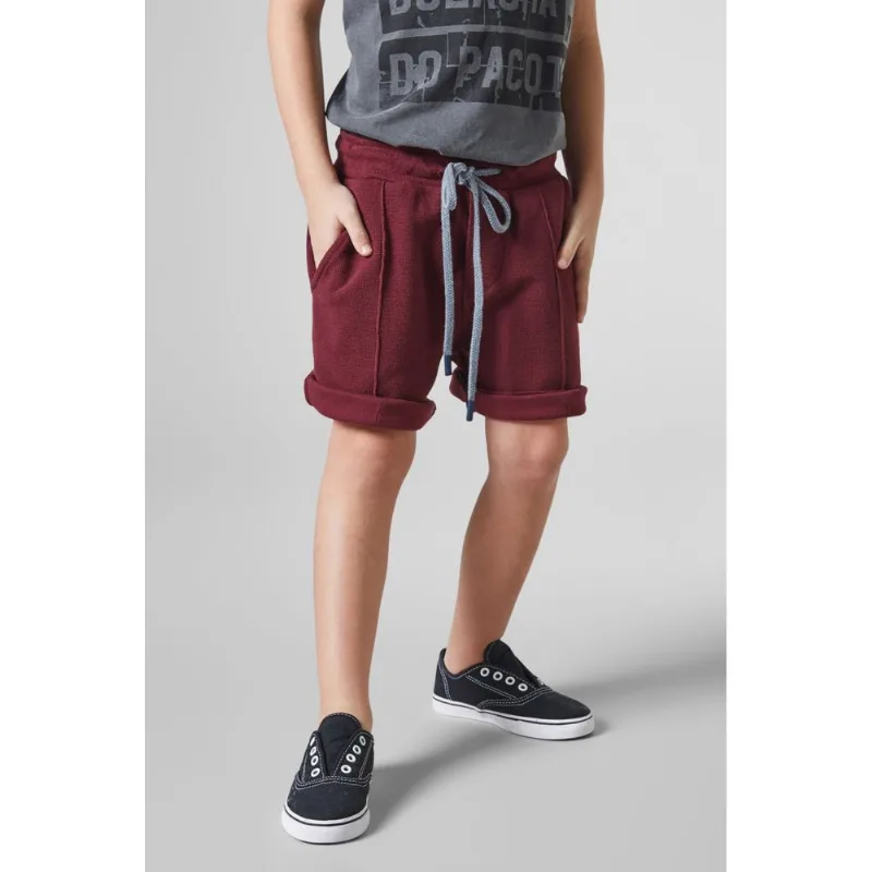 Bermuda Mini Piquet Moletom Bordeaux - 12+