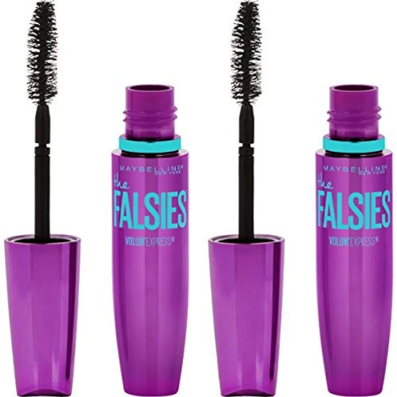 Maybelline Volum' Express the Falsies Volumizing, Lavable Mascara, Blackest Black, 2 Count (Embalagem Pode Variar)