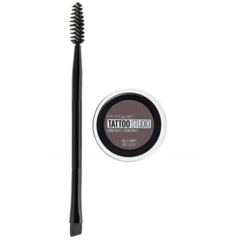 Maybelline New York Tattoostudio Pomade Long Lasting, Buildable, Maquiagem de Sobrancelha, Ash Brown, 0.106 Oz