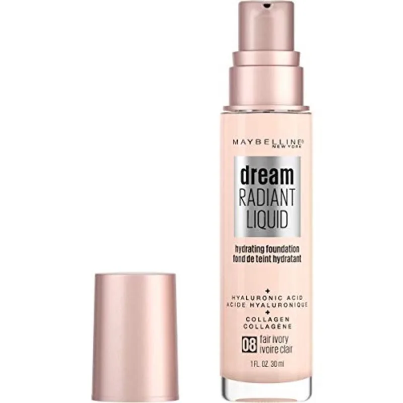 Maybelline Dream Radiante Cobertura Média Hidratante, Base Líquida Leve, Marfim Justo, 1 Fl Austrália
