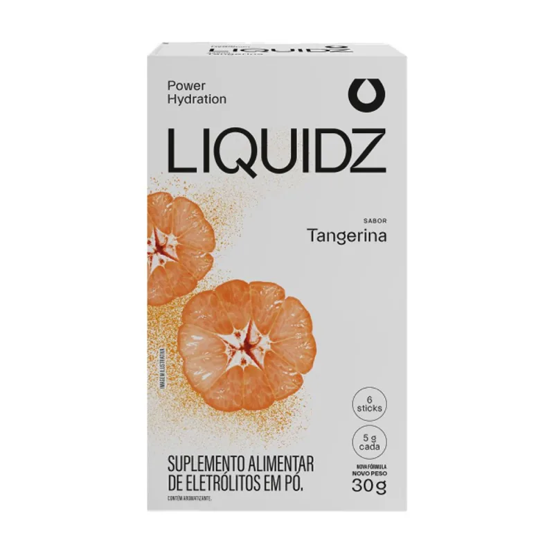 Eletrólitos Sabor Tangerina Sem Açúcar Liquidz Caixa 30g com 6 Unidades - Liquidz