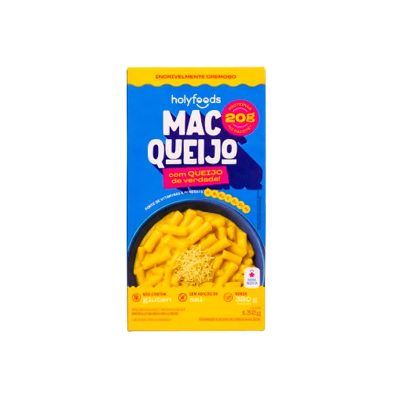 Macarrão Holyfoods 20g Proteina Zero Gluten Mac Queijo 132g - Holyfoods
