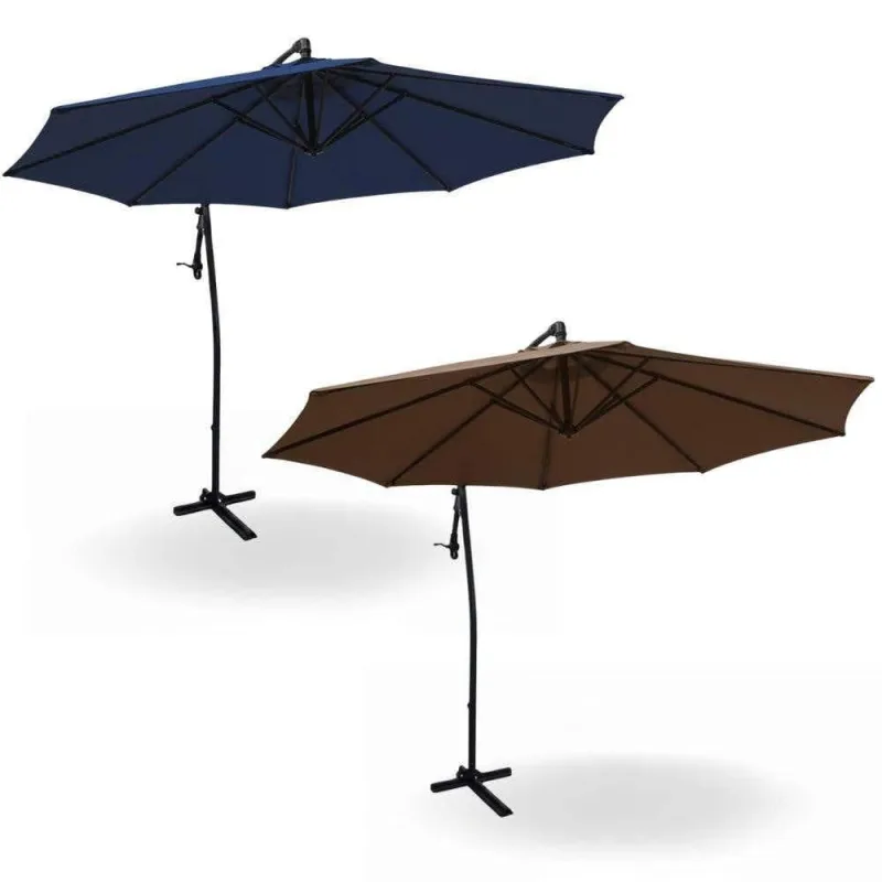 Ombrellone Lateral Suspenso Praia 3,0 X 2,7M Poliéster Alumínio Manivela Azul LYS - OUTRAS