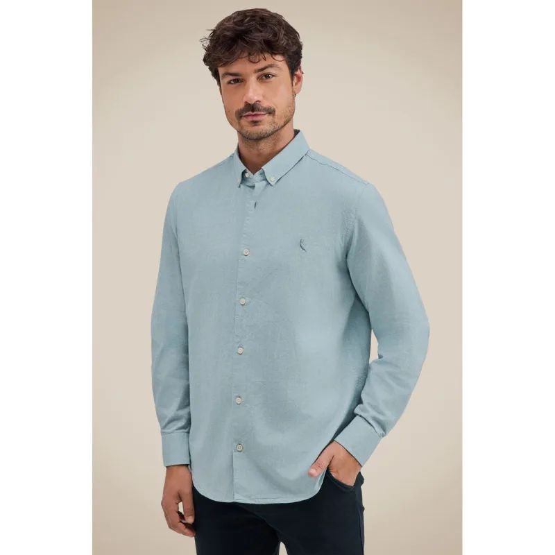 Camisa Oxford Color Ml Turquesa - P