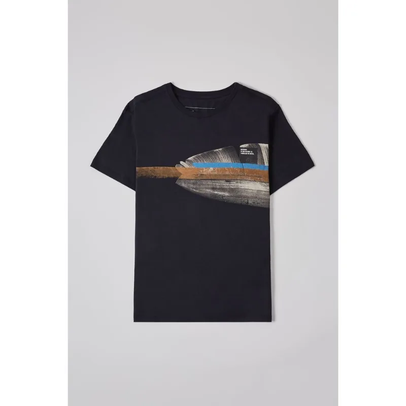 Camiseta Algodão Orgânico Estampa Barrado Tropical Preto - G