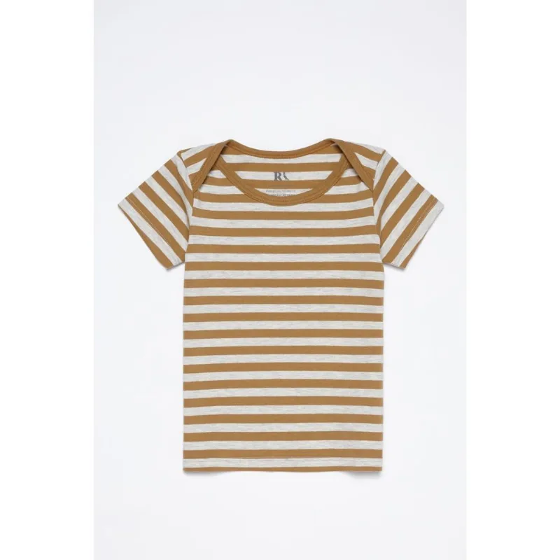 Camiseta Reserva Mini Bebê Listra Básica Mostarda - 1