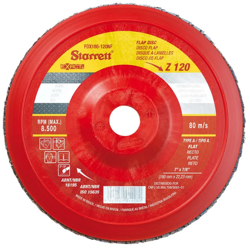 Disco Flap Exact Em Nylon Reto 180 X 22,23mm GR120 Starrett FDX180-120NF FDX180-120NF