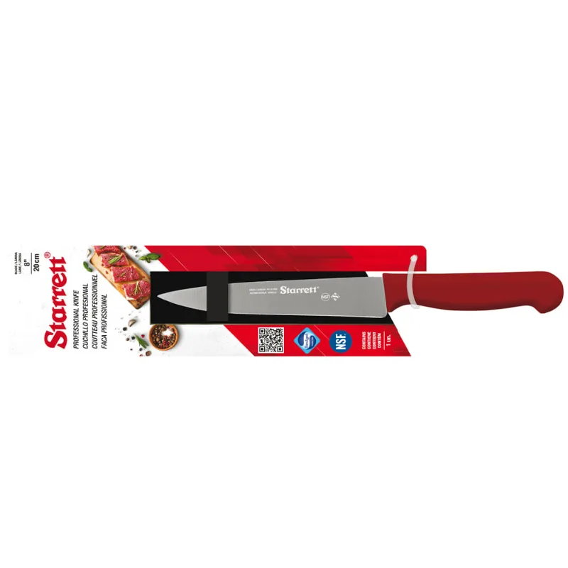 Faca para Carne Lâmina Triangular Larga 20cm Vermelha Starrett KBKR301-8 KBKR301-8