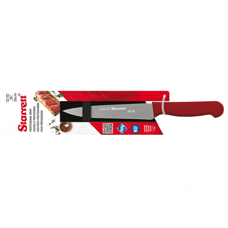 Faca para Carne Lâmina Triangular Larga 25cm Vermelha Starrett KBKR301-10 KBKR301-10