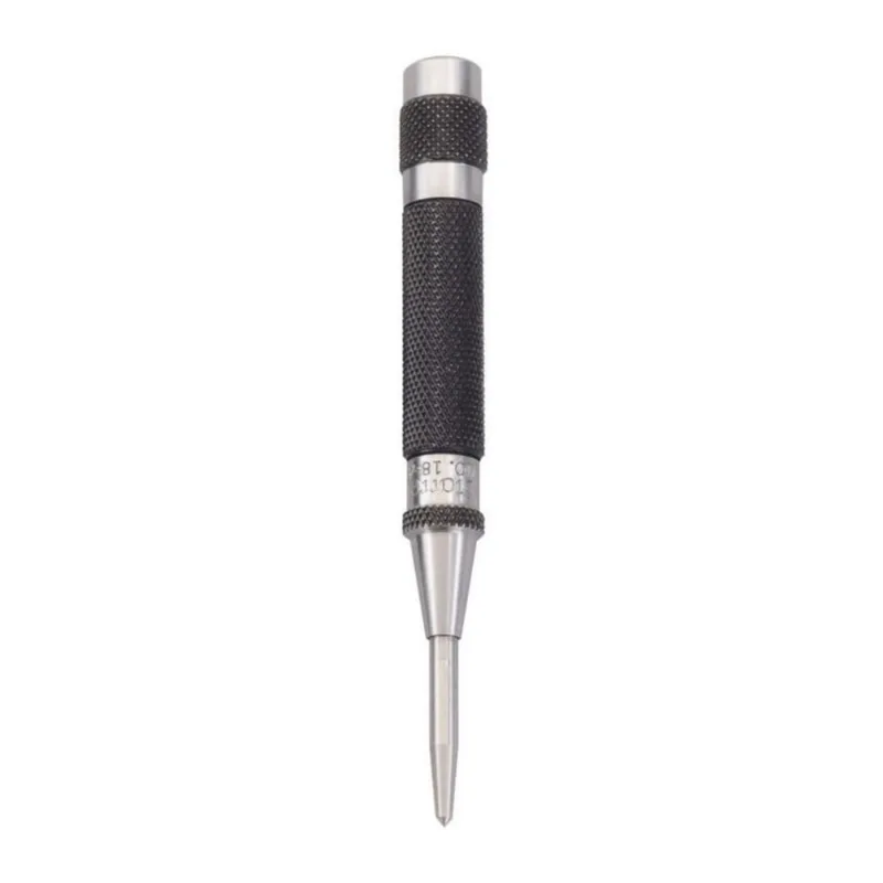Starrett 18AA Automatic Center Punch com Metal de Aço Endurecido, Ferramenta Universal para Maquinistas e Carpinteiros com Tampa Amassada Ajustável para Controle da Força de Golpe, Comprimento de 4, 7