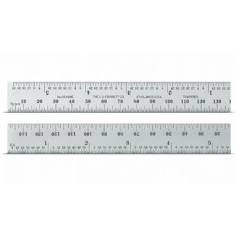 Escala de Aço com Graduação em Milimetro 150 x 19x 1,2mm Starrett C635E-150 C635E-150