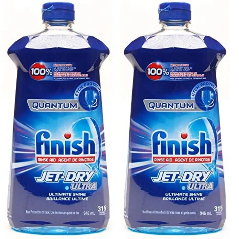 Acabamento Quantum Jet-Dry Ultra Dishwasher Rinse Agent, 315 Lavagens - 32 Fl Oz / 946 mL x 2 Pack (630 Lavagens)