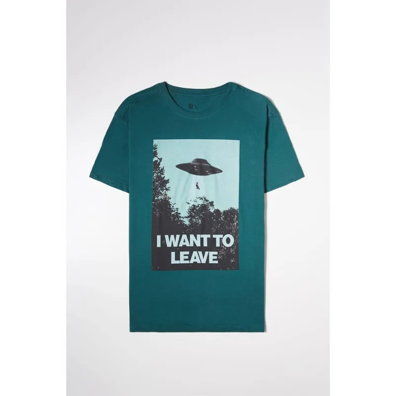 Camiseta Estampa Leave Verde - P