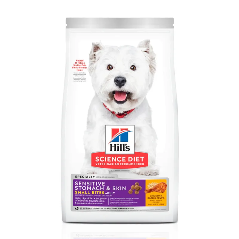 Ração Hill's Science Diet Pedaços Pequenos Cães Adultos Pele Sensível Sabor Frango 6,8 kg