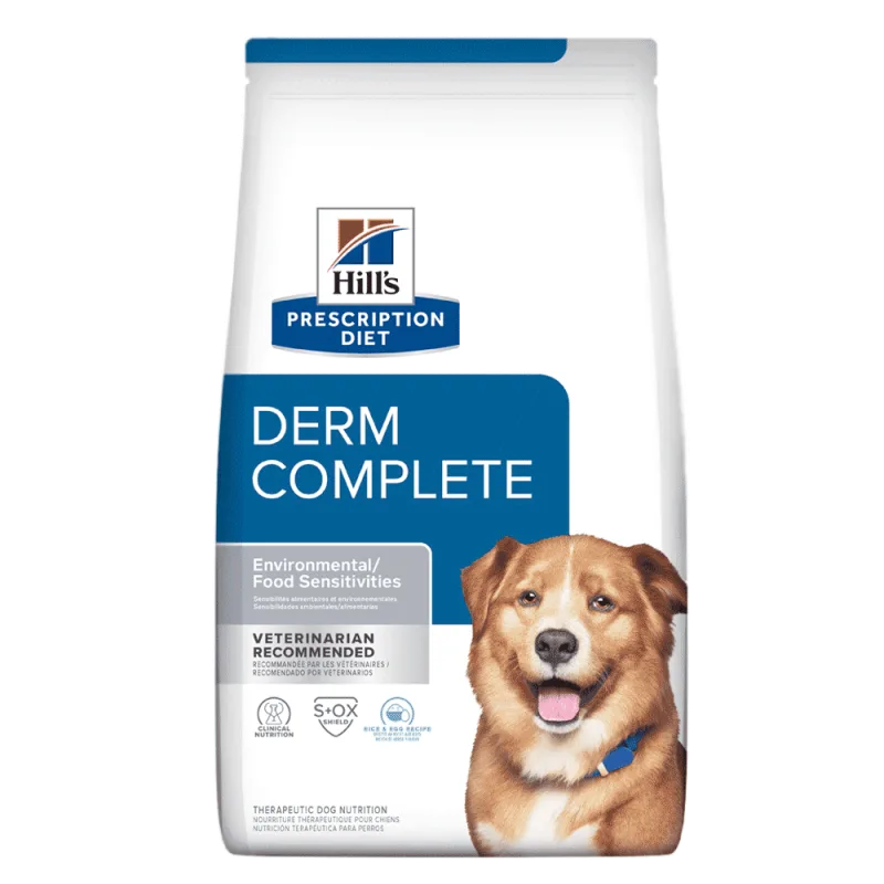 Ração Hill's Prescription Diet Derm Complete Cães Adultos Saúde da Pele e Redução da Coceira - Hills