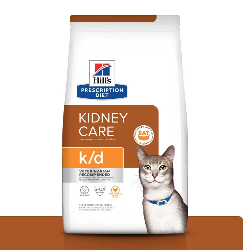 Ração Hill's Prescription Diet K/D Gatos Adultos Cuidado Renal Saúde dos Rins 3,8 kg