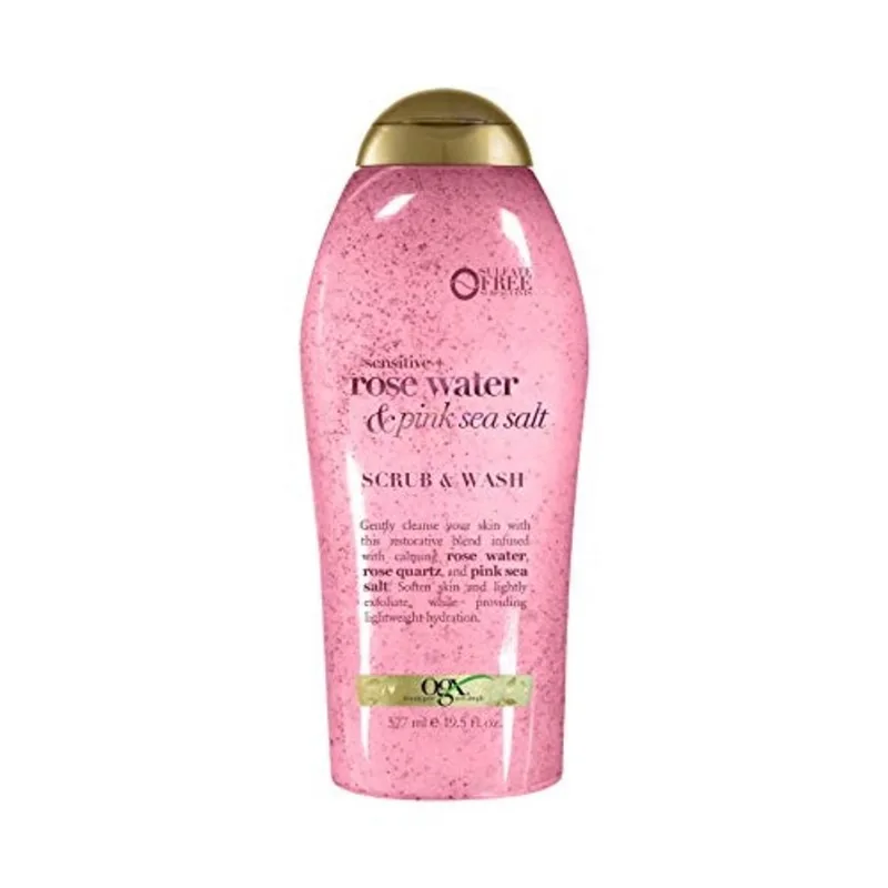 Esfoliante Corporal de Sal Marinho Rosa e Água de Rosas Suave - ogx, 19.5 Oz