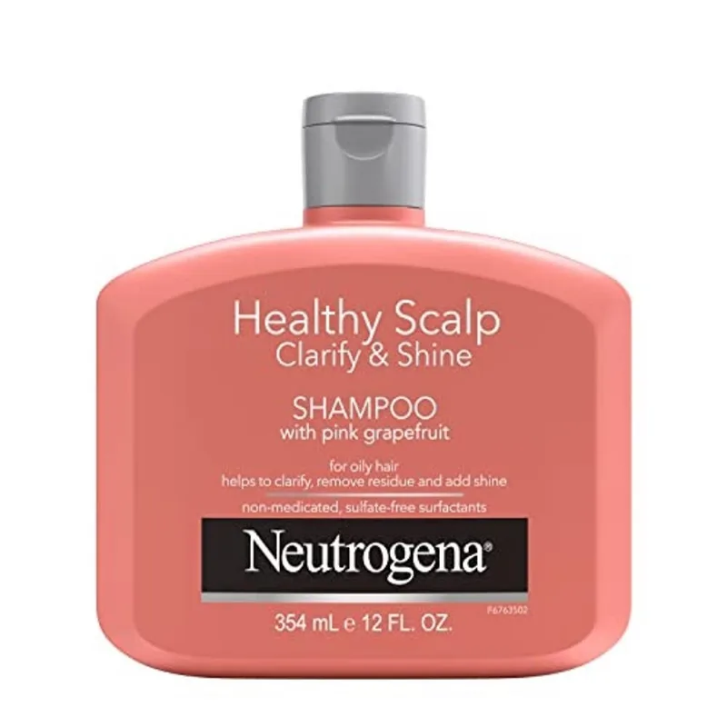 Neutrogena Esfoliante Couro cabeludo saudável Esclarecer & Shine Shampoo para Cabelo oleoso e couro cabeludo, shampoo anti-resíduo com toranja rosa, pH-Balanced, Sem Parabeno & Ftalato, Seguro de Core